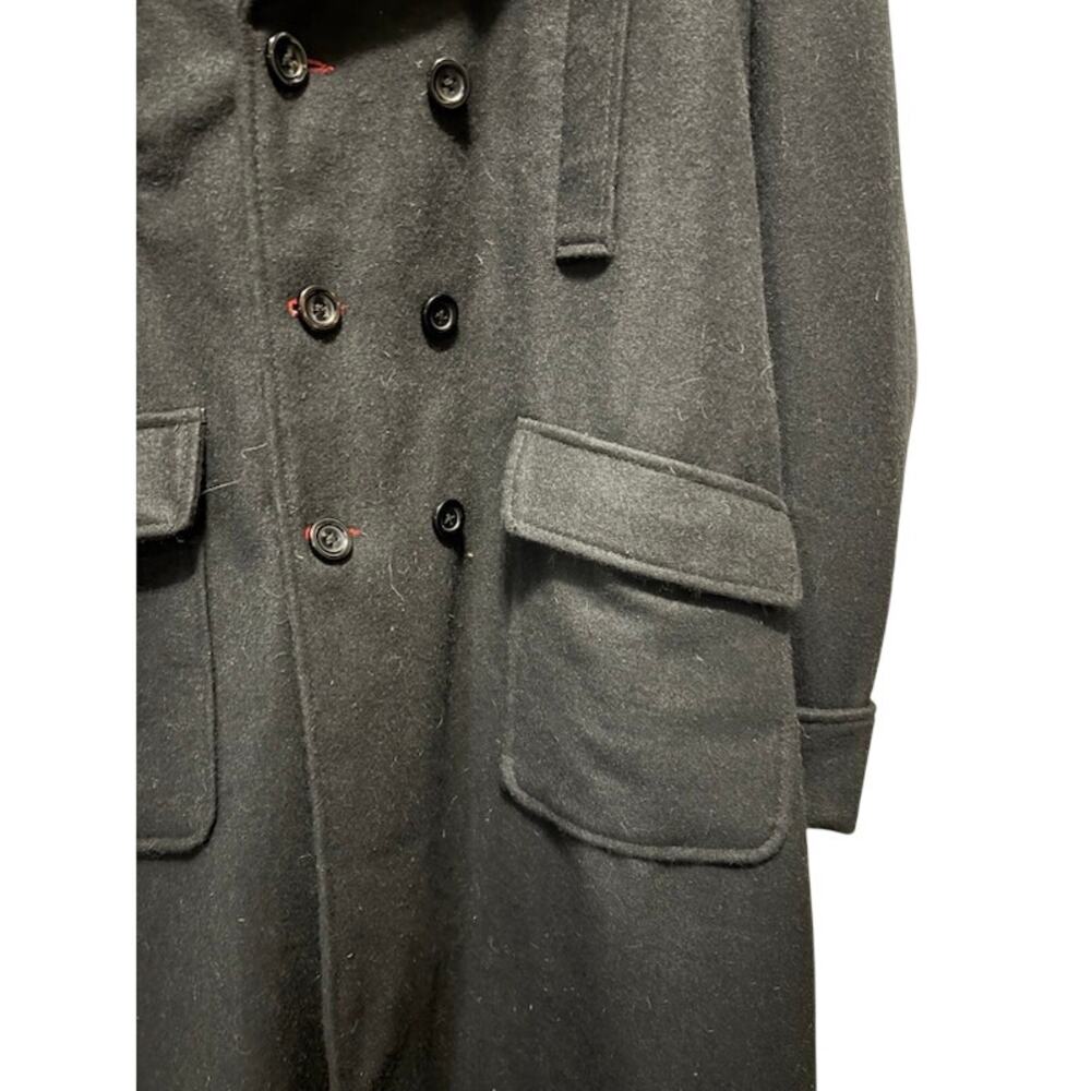 Men’s Black Double Breasted Wool Overcoat Trench Dr WhoStyle Winter Coat Size XL - Picture 4 of 8